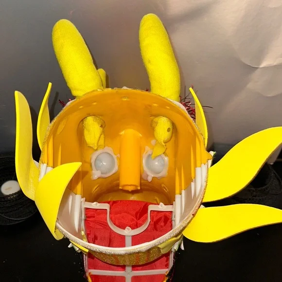 Colorful Yellow Dragon Head 🐲 Halloween Costume with Fringe - Picture 6 of 15